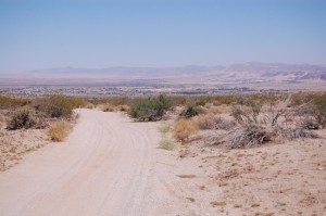 The road to Gold Park, looking back toward Twentynine Palms.